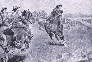 A corrida pelo comando da Philips Town Road, da After Pretoria: The Guerilla War, publicada pela Harmsworth Bros Limited, 1901 de Henry Inglis Jodrel Sheldon Williams