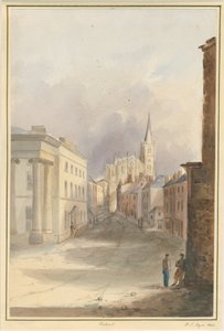 Igreja e cidade de Walsall: pintura em aquarela, 1844
