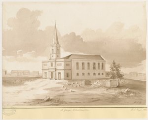 Wolverhampton - Igreja de São Jorge: desenho em sépia, 1844
