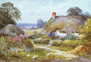 Uma casa de campo no verão (aquarela)