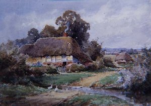 A Hampshire Watersplash (aquarela) de Henry John Sylvester Stannard