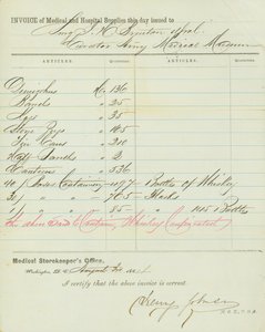 Fatura de lojas médicas e hospitalares, assinada por Henry Johnson, 30 de agosto de 1864 de Henry Johnson