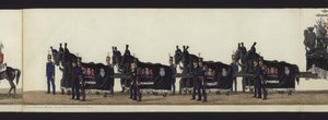Parte da visão panorâmica de toda a procissão fúnebre de Arthur, Duque de Wellington (aquatinta colorida) de Henry Jr and Sala Alken