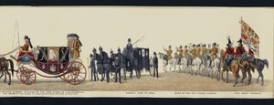 Parte da visão panorâmica de toda a procissão fúnebre de Arthur, Duque de Wellington (aquatinta colorida)