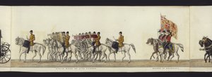 Parte da visão panorâmica de toda a procissão fúnebre de Arthur, Duque de Wellington (aquatinta colorida) de Henry Jr and Sala Alken