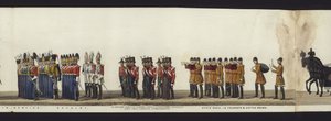 Parte da visão panorâmica de toda a procissão fúnebre de Arthur, Duque de Wellington (aquatinta colorida) de Henry Jr and Sala Alken