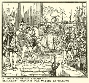 Na época da armada. Elizabeth revê as tropas em Tilbury de Henry Justice Ford