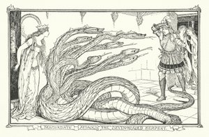 Bensurdatu Ataca a Serpente de Sete Cabeças (gravura) de Henry Justice Ford