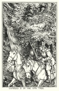 Carlos II no carvalho (litho) de Henry Justice Ford