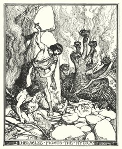 Heracles luta contra a Hidra (litho) de Henry Justice Ford