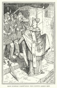 Como Dunstan assustou os homens armados do Rei Edwy (litho) de Henry Justice Ford