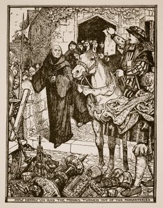 Como Henry VIII mandou os monges saírem dos mosteiros, ilustração de "A History of England" de CRL Fletcher e Rudyard Kipling, 1911 de Henry Justice Ford