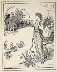 Como Ulysses conheceu Nausicaa, de &39;Tales of the Greek Seas&39; por Andrew Lang, 1926 (tinta no papel)