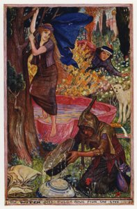 How a Boy Becomes a Lamb: the witch gets Pulga down from the tree (cor litho) de Henry Justice Ford