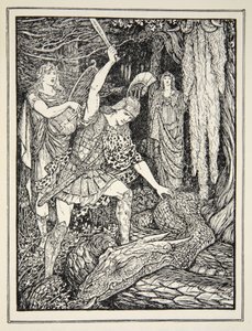 Como a Serpente que guardava o Velocino de Ouro foi assassinada, de "Contos dos Mares Gregos" por Andrew Lang, 1926 (tinta no papel) de Henry Justice Ford