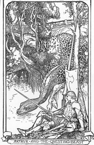King Arthur and the Questing Beast Illustration de HJ Ford (1860-1940) de "The book of romance" 1902 Colecção privada de Henry Justice Ford