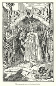 Montezuma saúda os espanhóis (gravura) de Henry Justice Ford