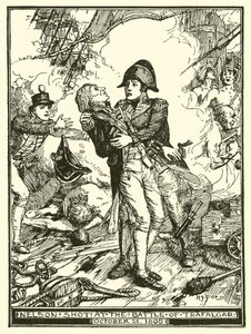 Nelson Atira na Batalha de Trafalgar, em 21 de outubro de 1805 de Henry Justice Ford