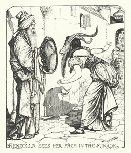 Renzolla vê o seu rosto no espelho (gravura) de Henry Justice Ford