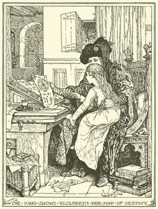 O rei mostra a Elizabeth seu Mapa do Destino de Henry Justice Ford
