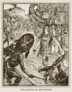 O desembarque dos romanos, ilustração de &39;A History of England&39; por CRL Fletcher e Rudyard Kipling, 1911 de Henry Justice Ford