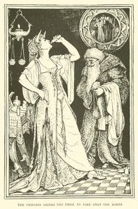 A princesa bebe o frasco para tirar os chifres (gravura) de Henry Justice Ford