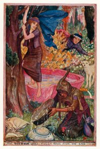 A Bruxa tira Pulga da árvore (cor litho) de Henry Justice Ford