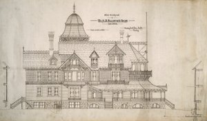 Casa do Sr. S.W. Allerton, Lago Genebra, Wisconsin: Elevação Oeste de Henry Lord Gay