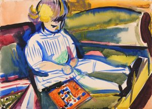 Criança no sofá, ca. 1914-1918. de Henry Lyman Saÿen