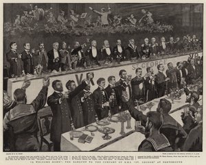 Uma casa de boas-vindas, o banquete para a companhia de HMS St George em Portsmouth
