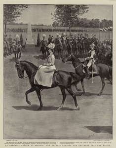 Uma resenha imperial em Stettin, a imperatriz liderando seu regimento além do Kaiser de Henry Marriott Paget