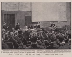 Sra. Ayrton falando para a Sociedade de Engenheiros Elétricos de Henry Marriott Paget