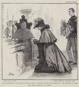 A conversão para a fé católica romana da princesa Helene de Montenegro, a cerimônia em Bari o casamento real na Itália de Henry Marriott Paget