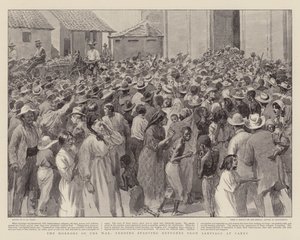 Os horrores da guerra, alimentando os refugiados famintos de Santiago em Caney
