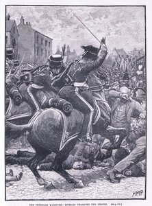 O Massacre de Peterloo: Hussardos cobrando as pessoas em 1819 dC
