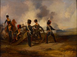Uma tripulação de armas da Royal Horse Artilharia carregando, 1844 por volta de
