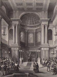 Celebração da Festa de Tabernáculos, Sinagoga Judaica, Grande Santa Helena, Londres (gravura) de Henry Melville