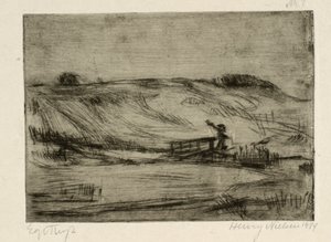 Paisagem com um homem em uma ponte de Henry Nielsen
