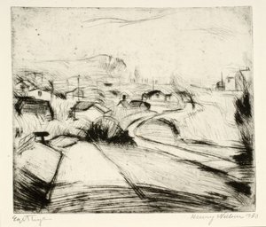Paisagem com estrada e casas de Henry Nielsen