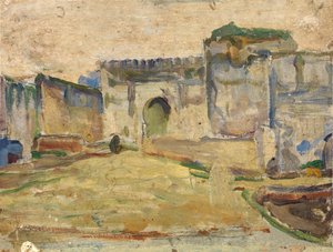 Cena de rua, arquitetura ameada de Tânger, ca. 1910. de Henry Ossawa Tanner
