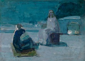 Estudo para Cristo e Nicodemos no Telhado, ca. 1923. de Henry Ossawa Tanner