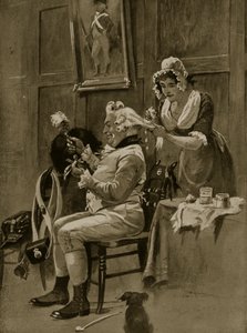 Preparando-se para o desfile, 1799, ilustração da "História da nação britânica" de Hutchinson, c.1923 de Henry Payne