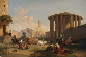 O Templo de Vesta, a Praça de Bocca di Verita (óleo sobre tela)