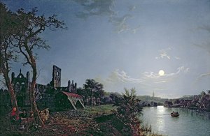 Manhã com vista da Abadia de Kirkstall (óleo sobre tela) de Henry Pether