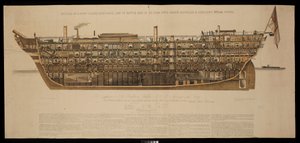 Secção de um navio de guerra de primeira classe, de primeira linha, de 131 canhões, com hélice de parafuso e potência auxiliar a vapor Royal Albert de Henry Pickering