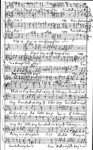 Manuscrito autógrafo da partitura do Salmo 137 Como cantaremos a canção do Senhor em uma terra estranha, antes de 1683 de Henry Purcell