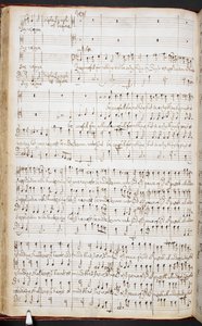 A partitura de autógrafo de Purcell "Regozijar sempre no Senhor", R.M.20.h.8, f.38v, c.1680-90 (caneta e tinta sobre papel) de Henry Purcell
