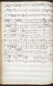 R.M.20.h.8 f.56v Manuscrito autógrafo de hinos, canções de boas-vindas e canções solo, c.1680-90 (tinta no papel) de Henry Purcell