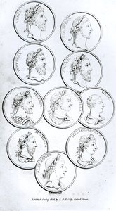 Retratos dos Imperadores Romanos, de &39;A História do Declínio e Queda do Império Romano&39;, Vol. I, de Edward Gibbon, 1808
