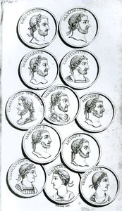 Retratos dos Imperadores Romanos, de "A História do Declínio e Queda do Império Romano", Vol. II, pág. 50, de Edward Gibbon, 1808